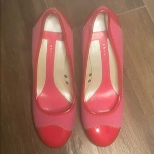 Theory- hot pink two toned high heels